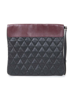 Black and Burgundy CHANEL quilted leather wallet