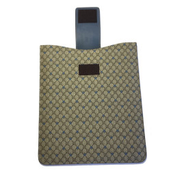 GUCCI Ipad case in beige and blue monogram canvas