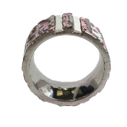 DIOR monogram ring in silver and pink enamel T55