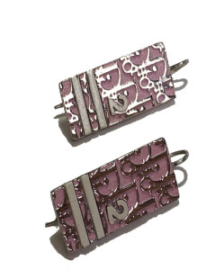 Nails DIOR monogram in pink enamel and Silver earrings