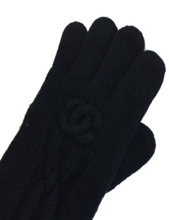 Gants longs CHANEL T 7,5 en cachemire noir