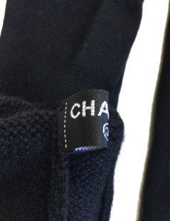  CHANEL long gloves in black cashmere size 7.5 EU 