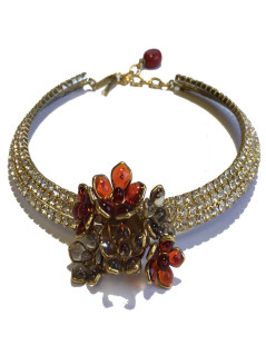 MARGUERITE de VALOIS ruby molten glass and rhinestones choker necklace