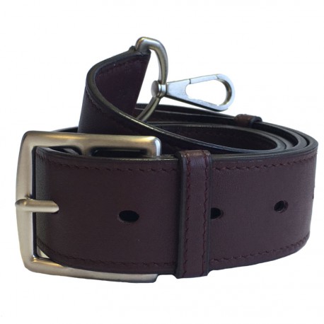 Ceinture HERMES T 90 en cuir swift bordeaux foncé fermoir mousqueton en  argent palladié