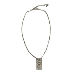 Collier DIOR en métal argenté et strass