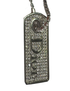 Collier DIOR en métal argenté et strass