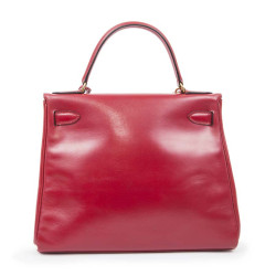 HERMES Kelly 28 handbag in red box leather