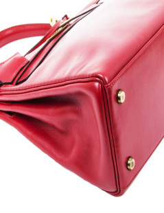 HERMES Kelly 28 handbag in red box leather