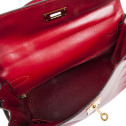 HERMES Kelly 28 handbag in red box leather