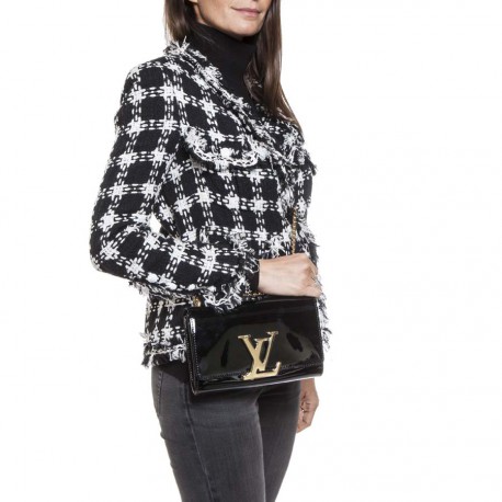 Louis Vuitton Black Leather Chain Louise MM Bag Louis Vuitton