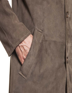 Manteau en cuir (renne) couleur taupe HERMES