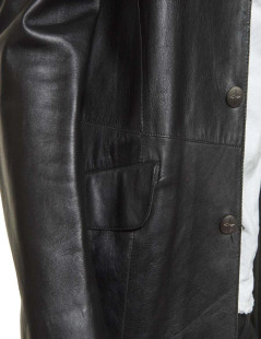 THIERRY MUGLER T50 black smooth leather long jacket