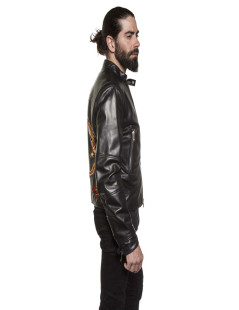 Jacket VALENTINO embroidered black smooth lamb leather "Funky dragon"