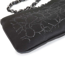 CHANEL evening clutch in black Duchess satin silk