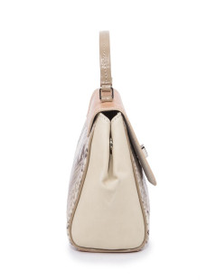  JACKIE SMITH bag in salmon-stained matte leather, beige suede and python leather