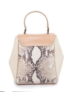  JACKIE SMITH bag in salmon-stained matte leather, beige suede and python leather