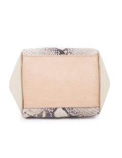  JACKIE SMITH bag in salmon-stained matte leather, beige suede and python leather