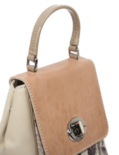  JACKIE SMITH bag in salmon-stained matte leather, beige suede and python leather