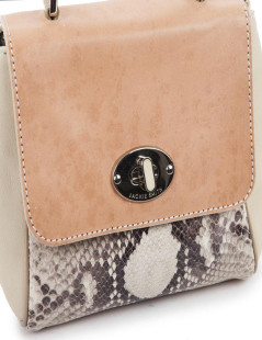  JACKIE SMITH bag in salmon-stained matte leather, beige suede and python leather