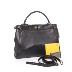 Sac Peekaboo FENDI en cuir lisse noir 