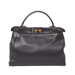 Black smooth leather FENDI Peekaboo bag