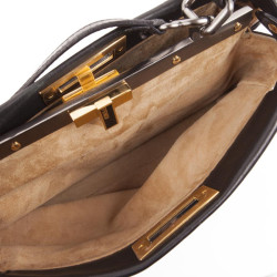 Sac Peekaboo FENDI en cuir lisse noir 