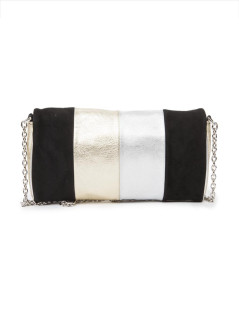 Pochette DOLCE & GABBANA cuir grainé doré/ argenté et daim noir