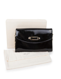 JIMMY CHOO Black patent leather clutch