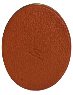 HERMES Pencil case in étoupe and pumpkin color taurillon leather