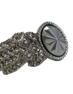 CHANEL wing shape clip-on earrings in ruthenium and rhinestones