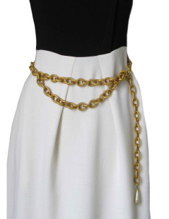 CHANEL necklace gold engine-turned metal belt