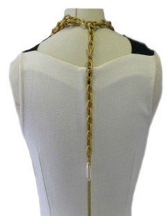 CHANEL necklace gold engine-turned metal belt