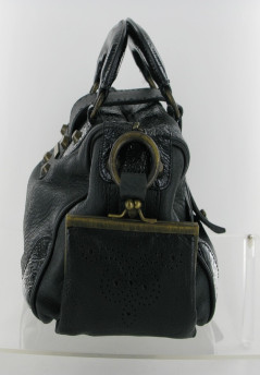 Sac BARBARA BUI en cuir et cuir vernis noir