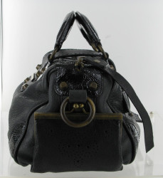 Sac BARBARA BUI en cuir et cuir vernis noir