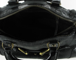 Sac BARBARA BUI en cuir et cuir vernis noir