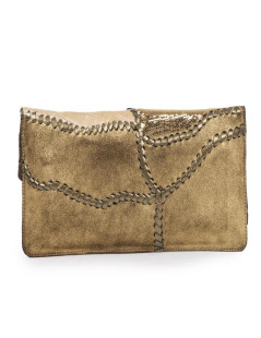 BALMAIN leather and crocodile evening clutch