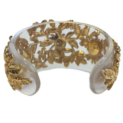 GOOSSENS cuff bracelet in transparent plexiglass and gilt metal