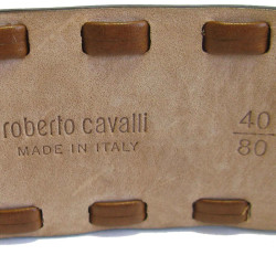 Ceinture ROBERTO CAVALLI T80 en cuir marron et bijouterie argentée