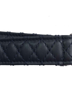 CHANEL key holder in quilted dark blue leather