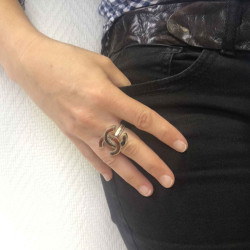 CHANEL ring CC 'Paris- Edimburg'in gilded metal and scottish tweed size 53