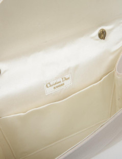 CHRISTIAN DIOR vintage clutch in ivory satin