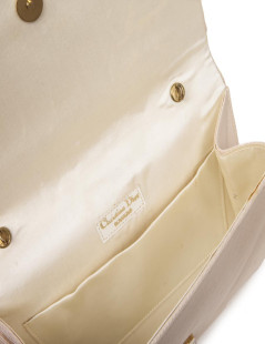 CHRISTIAN DIOR vintage clutch in ivory satin