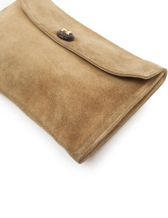 HERMES vintage clutch in camel suede