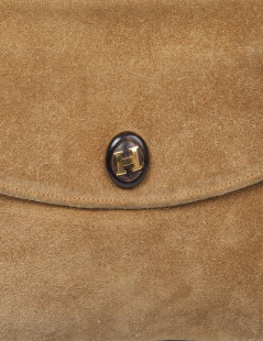 HERMES vintage clutch in camel suede