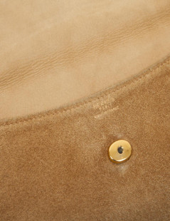 HERMES vintage clutch in camel suede