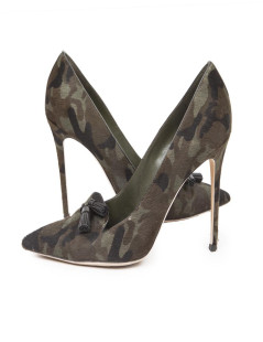 GIANVITO ROSSI high heel pump in foal with military camouflage pattern size 40,5EU