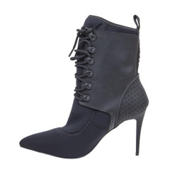 ALEXANDER WANG ankle high heel boots in thick black fabric with lace size 41EU