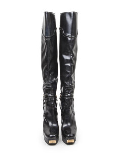 GUCCI high boots in black matt patent leather size 40EU