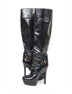 GUCCI high boots in black matt patent leather size 40EU