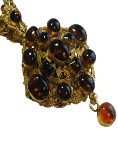 MARGUERITE de VALOIS long chain necklace with a topaze molten glass pendant